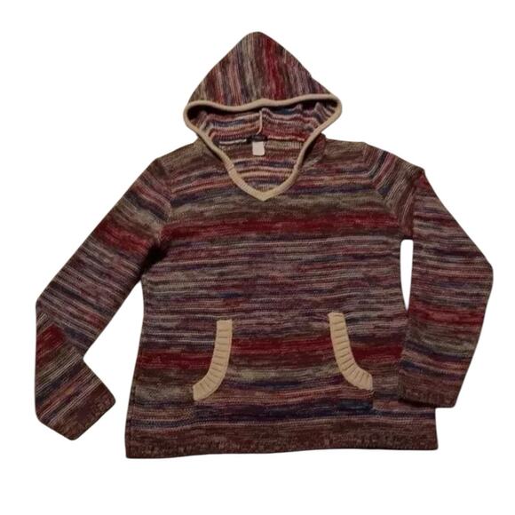 Venus Hoodie Sweater Pouch Pockets Multi color Medium Hooded Knit - Picture 1 of 9